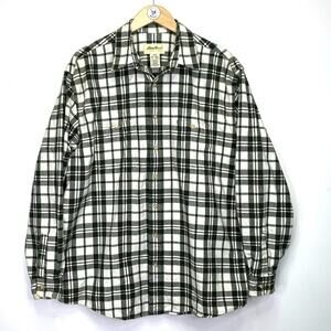 Vintage Eddie Bauer Green Plaid Flannel Button Up Shirt Mens Tall XL Heavyweight